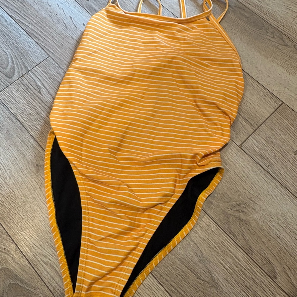 Striped Yellow One-Piece Swimsuit
